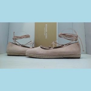 Michael Kors Cadence Suede Beige Lace Up Flats